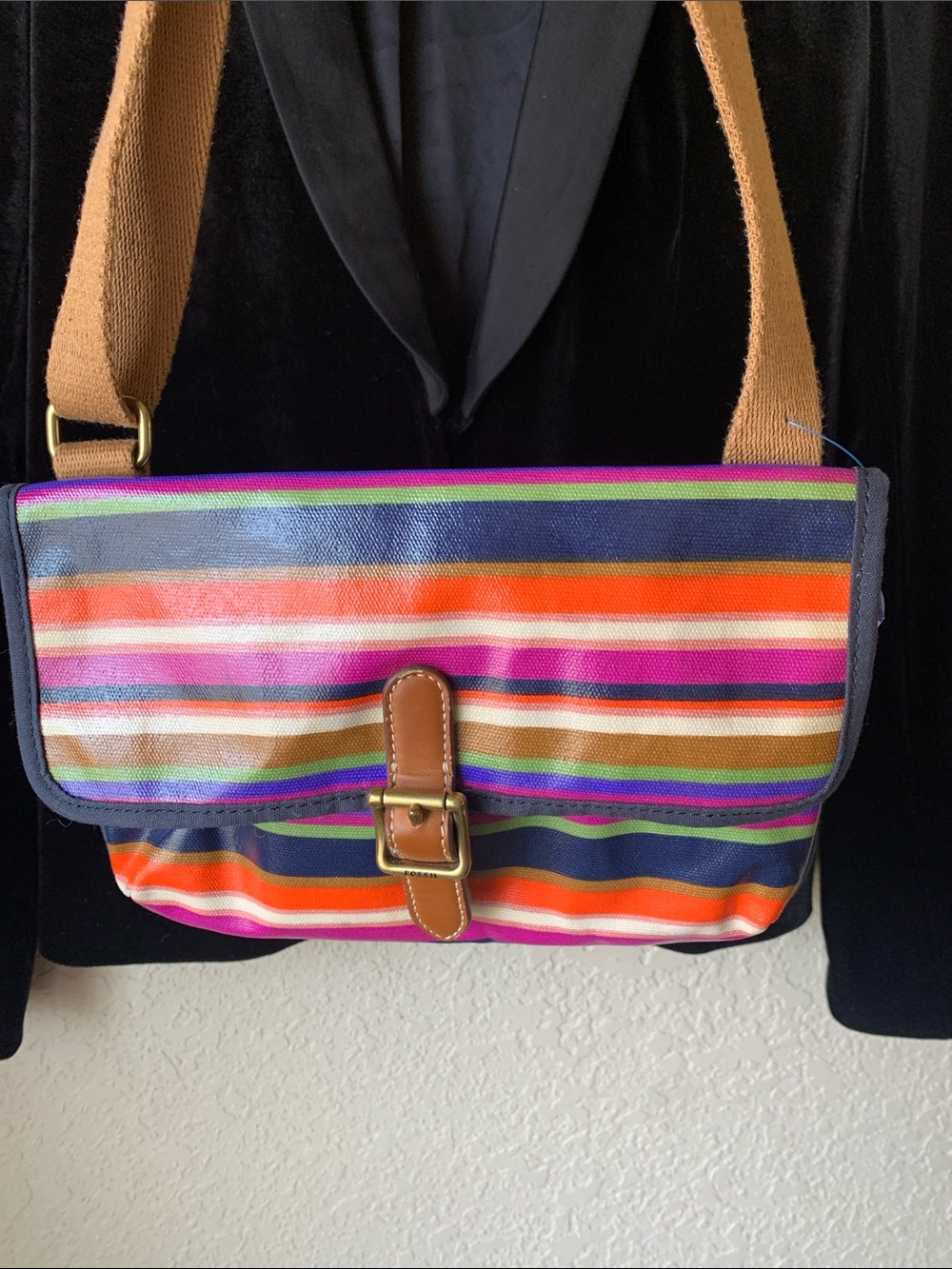 Fossil Stripe Crossbody Bag in Multicolor - Casual Shoulder Bag